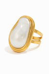 Baroque Pearl Gold Ring – Adjustable Stainless Steel | Veloura Jewels