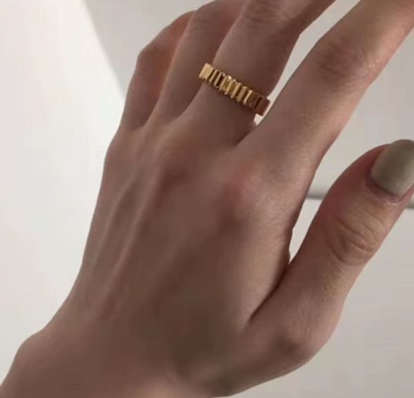 Minimal Geometric Gold Plated Ring for Women – Adjustable Everyday Wear Band