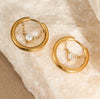 Crystal Heart Charm Hoop Earrings - 18K Gold Plated Demi-Fine Jewelry