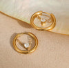 Crystal Heart Charm Hoop Earrings - 18K Gold Plated Demi-Fine Jewelry