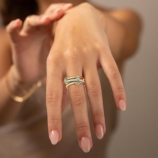 Signature link Ring-zirconia 18k PVD Gold plated