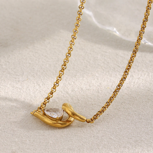 Drops zirconia Necklace 18k PVD Gold plated