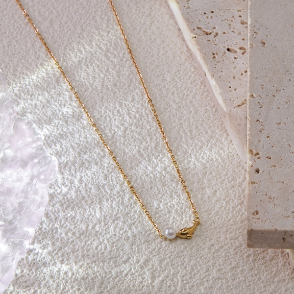 fishpearl Necklace|18k Pvd Gold Plated|Waterproof