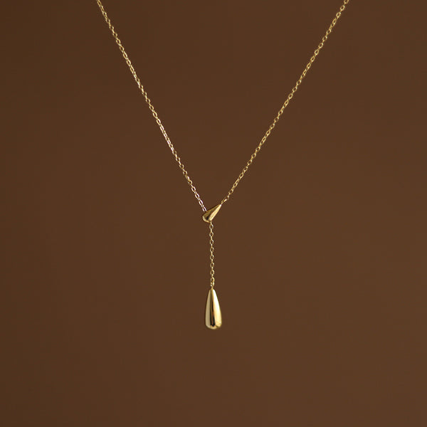 Golden Drop Lariat Necklace
