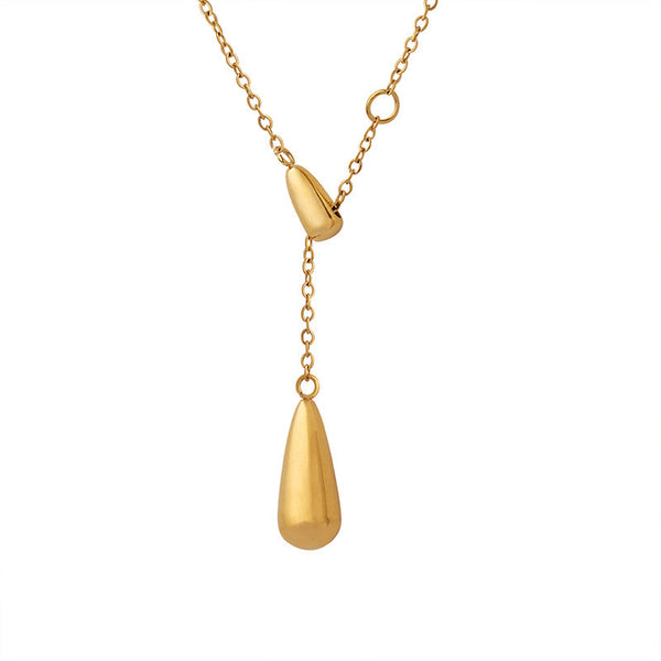 Golden Drop Lariat Necklace