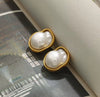 Baroque Pearl Stud Earrings with Gold-Toned