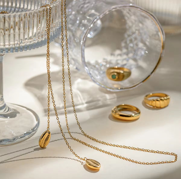 Veloura 18K Gold Plated Layered Drop Necklace