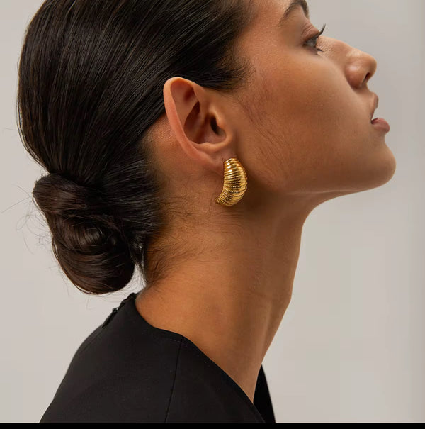 18K Gold Plated Curved Hoops