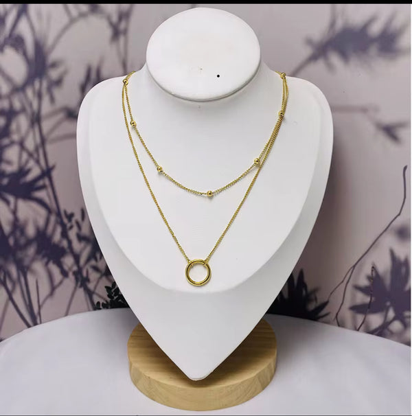 Layered Gold plated Circle Necklace