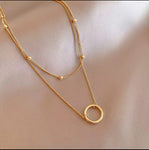 Layered Gold plated Circle Necklace