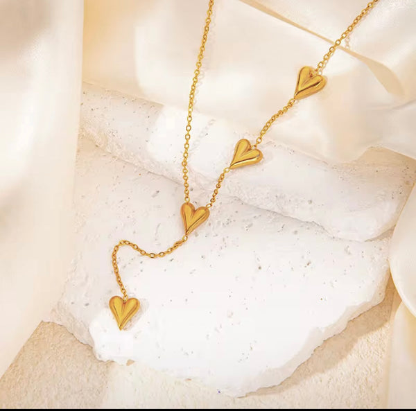 Elegant Gold Heart Pendant Y Necklace – Minimalist Layered Jewelry for Women