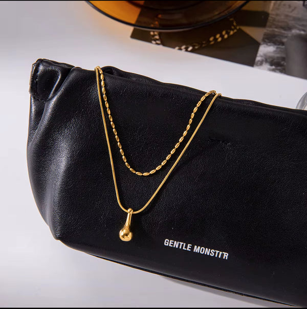 18kGold plated Teardrop Pendent Layered Necklace