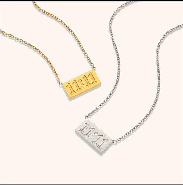 11:11 Angel Number Necklace – Gold & Silver Plated Minimal Pendant