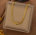 Evil Eye Gold Necklace – Bold Chain with Black Enamel Eye Pendant