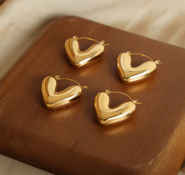 Gold Heart Hoop Earrings – Demi-Fine Polished Statement Hoops | Veloura Jewels