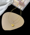 18K Gold PlatedHeart Pendant Layered Necklace for Women