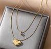 18K Gold PlatedHeart Pendant Layered Necklace for Women