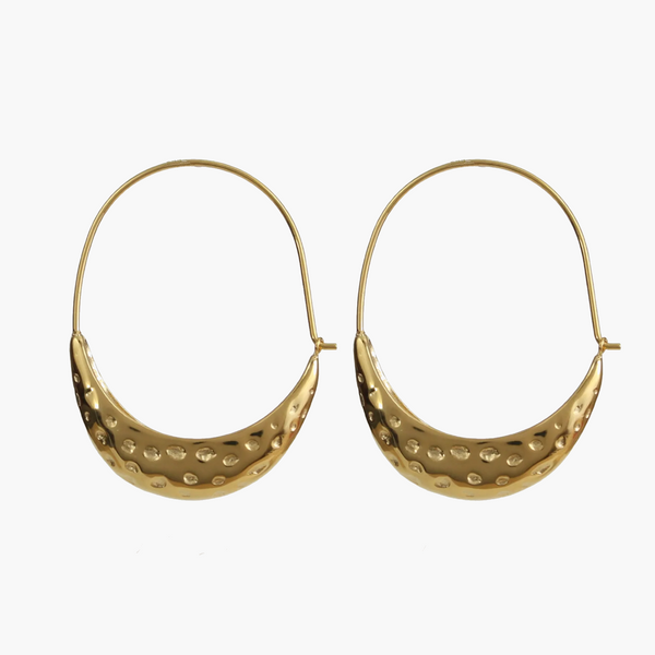 Gold-Toned Textured Crescent Hoop Earrings