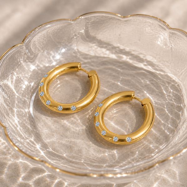 Alia zirconia hoops - 18k Pvd Goldplated| Waterproof