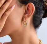 Two-Tone Chain Link Hoop Earrings - 18K Gold Plated