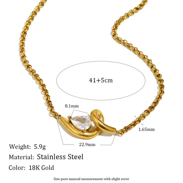 Drops zirconia Necklace 18k PVD Gold plated