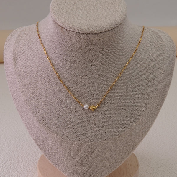 fishpearl Necklace|18k Pvd Gold Plated|Waterproof