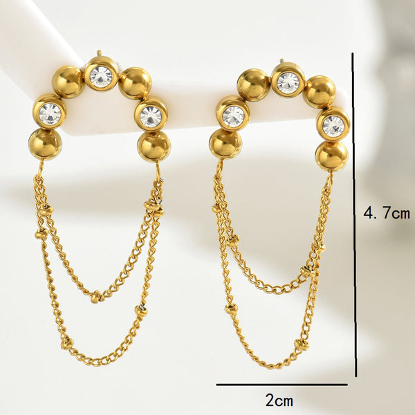 Statement chain Drops Earrings-18k gold plated,zirconia