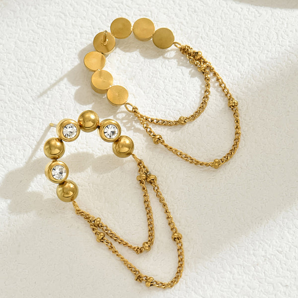 Statement chain Drops Earrings-18k gold plated,zirconia
