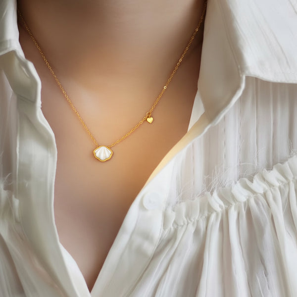 Gold Shell Pendant Necklace – Mother of Pearl Charm | Veloura Jewels