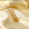 Gold Plated Heart Necklace – Elegant Double Heart Pendant for Women | Minimalist Love Jewelry Gift