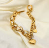 Chunky Gold Heart Charm Bracelet