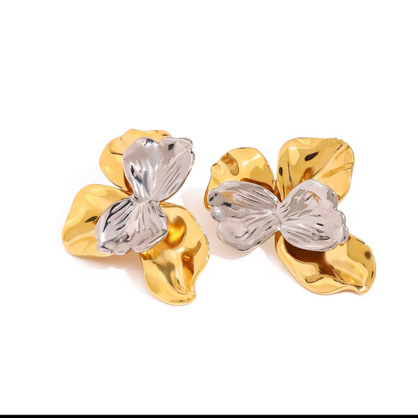 Dual Tone Flower Earrings