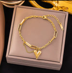 Gold Heart Charm Bracelet