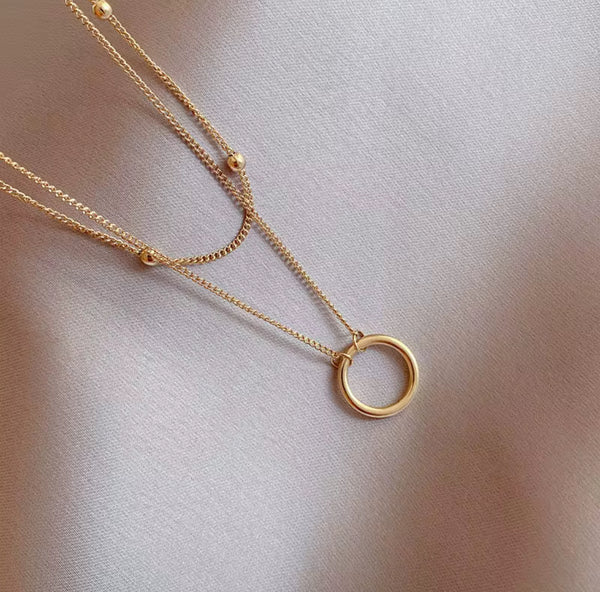 Layered Gold plated Circle Necklace