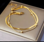 Beaded Layered Snake Chain Braclet | Luxe Veloura