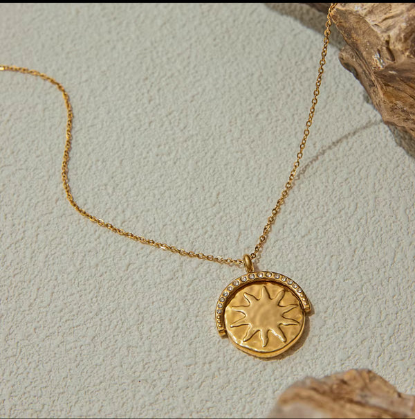 Sunburst Gold Pendant Necklace