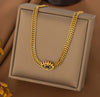 Evil Eye Gold Necklace – Bold Chain with Black Enamel Eye Pendant