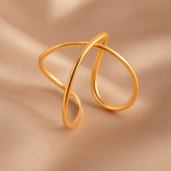 Gold Open Loop Ring – Adjustable Minimalist Ring | Veloura Jewels