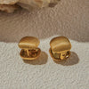 Gold-Toned Ribbed Statement Stud Earrings