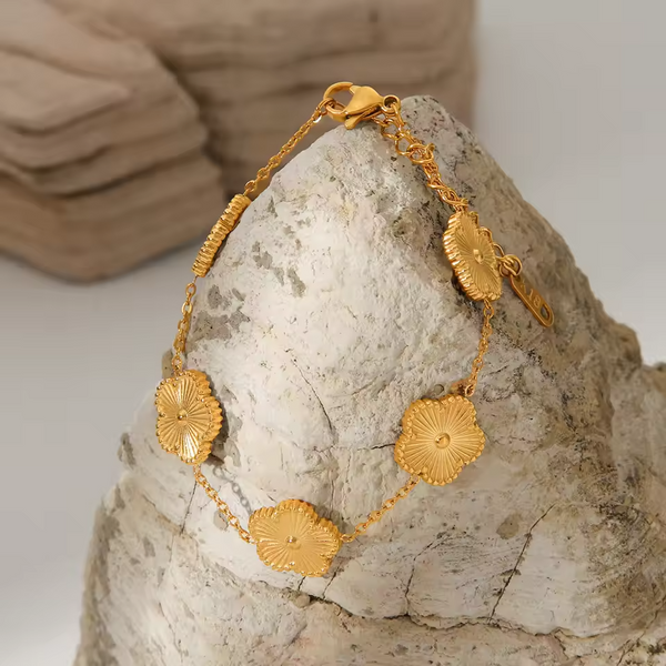 Gold-Plated Clover Charm Bracelet